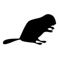 silhouet bever dier knaagdier stand zwarte kleur vector