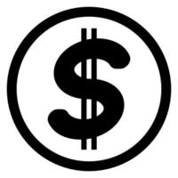 dollar in het cirkel zwarte pictogram. vector