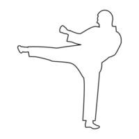 karate man contour overzicht lijn pictogram zwarte kleur vector illustratie afbeelding dun plat stijl