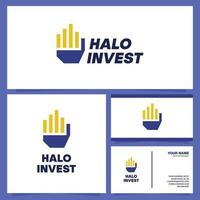 halo invest logo-ontwerp en brandingpakket vector