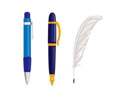 pen en veren pen collectie icon set symbool illustratie vector