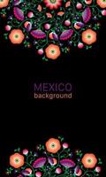 borduurwerk inheemse bloemen folk patroon met Poolse en Mexicaanse invloeden. trendy etnische decoratieve traditionele bloemen in symmetrisch ontwerp, voor mode, interieur, briefpapier. vector geïsoleerd op zwart