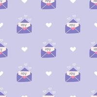 Valentijn in een envelop met hartjes, vector naadloos patroon voor Valentijnsdag