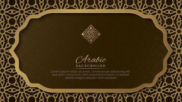 Arabische islamitische elegante bruine en gouden luxe decoratieve achtergrond met islamitisch patroon en decoratief ornament grenskader vector