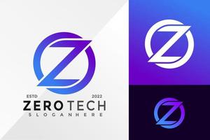 letter z nul technologie logo ontwerp vector illustratie sjabloon