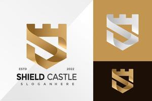 letter s schild kasteel logo ontwerp vector illustratie sjabloon