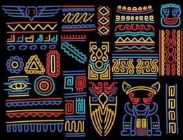 set van kleurrijke handgetekende tribal texturen en borstels. vector