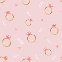 diamanten verlovingsring patroon vector naadloze herhaling op roze geschikt voor Valentijnsdag, bruiloft. verpakking, papier, huwelijksaanzoek.