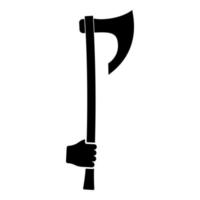 oorlog bijl in de hand gebruik arm poleaxe pictogram zwarte kleur vector illustratie vlakke stijl afbeelding