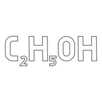 chemische formule c2h5oh ethanol ethylalcohol contour overzicht pictogram zwarte kleur vector illustratie vlakke stijl afbeelding