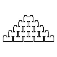 piramide van bakstenen contour overzicht pictogram zwarte kleur vector illustratie vlakke stijl afbeelding