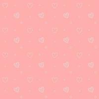 romantisch naadloos patroon met een hart. fijne Valentijnsdag. witte omtrek hartjes en stippen op een roze achtergrond. vector