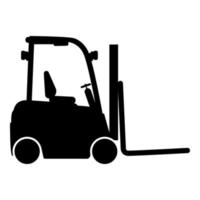 heftruck lader vorkheftruck magazijn vrachtwagen silhouet pictogram zwarte kleur vector illustratie vlakke stijl afbeelding