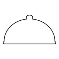 cloche serveerschaal restaurant deksel koepel plaat covers om voedsel warm te houden bol deksel exquise presentatie gourmet maaltijd catering concept contour overzicht pictogram zwarte kleur vector illustratie plat