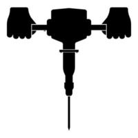 jackhammer in de hand met elektrisch gereedschap gebruik arm met behulp van elektrisch instrument pictogram zwarte kleur vector illustratie vlakke stijl afbeelding