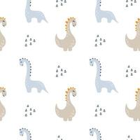 dinosaurus schattige kinderen jongen naadloze patroon. kleine schattige dino's. vectorillustratie. baby dino scandinavische stijl. doodle grappige dieren ontwerp voor kinderachtig textiel vector