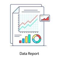 gedetailleerd rapport van verzamelde gegevens, analytisch rapport plat overzicht concept icoon vector