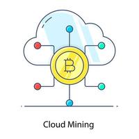 concept icoon van cloud mining in gevuld schetsontwerp vector