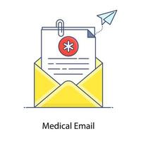 een medische e-mail in platte omtrekvector vector