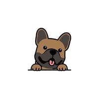 schattige bruine franse bulldog puppy lachende tekenfilm, vectorillustratie vector