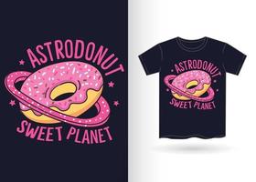 handgetekende donutplaneet voor t-shirt vector