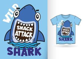 cartoon haai voor t-shirt vector