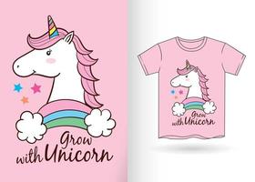 schattige eenhoorn cartoon voor t-shirt vector