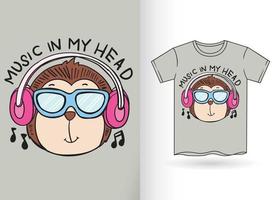 handgetekende aap cartoon voor t-shirt vector