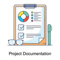 projectdocumentatiepictogram in vlakke stijl, projectbriefingconcept vector