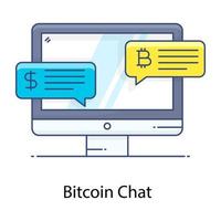 bitcoin in chat bubbels, bitcoin chat plat overzicht concept icoon vector