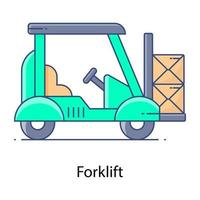 bouwvoertuig, plat overzichtspictogram van vorkheftruck vector