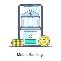 mobiel bankieren plat overzichtspictogram, slimme banktoepassing vector