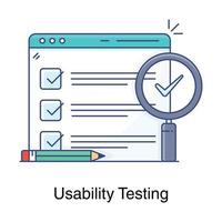 een pictogramontwerp van bruikbaarheidstesten, platte vectorstijl vector