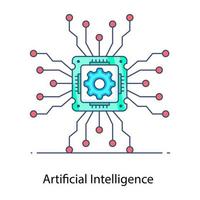 plat overzichtspictogram voor kunstmatige intelligentie, informatiegevoel vector