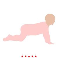 kruipende baby pictogram illustratie kleurvulling stijl vector