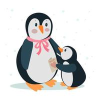 ik hou van mijn moeder. schattige pinguïnfamilie, moeder en kind, gelukkige moederdag