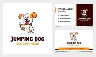 illustratie schattige gelukkige hond logo ontwerp vector sjabloon