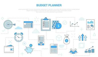 budget planner concept met icon set sjabloon banner met moderne blauwe kleurstijl vector