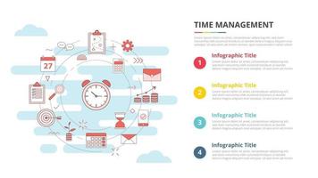 tijdbeheerconcept voor infographic sjabloonbanner met vierpuntslijstinformatie vector