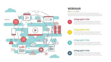 webinarconcept voor infographic sjabloonbanner met vierpuntslijstinformatie vector