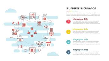 bedrijfsincubatorconcept voor infographic sjabloonbanner met vierpuntslijstinformatie vector