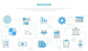 recessieconcept met de banner van de pictogramreeksmalplaatje met moderne blauwe kleurenstijl vector