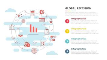 bedrijfsrecessieconcept voor infographic sjabloonbanner met vierpuntslijstinformatie vector