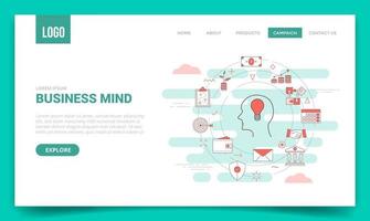 zakelijk geestconcept met cirkelpictogram voor websitesjabloon of startpagina van de bestemmingspagina vector