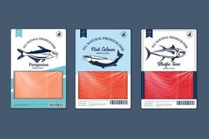 tonijn pangasius zalm visvlees voor verpakking vector