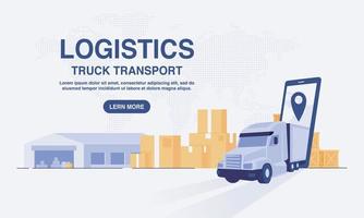 online levering transport logistiek dienstverleningsconcept. magazijn, vrachtwagen, koerier. vectorillustratie. vector
