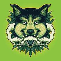 dier wolf wiet roken cannabis wolken vectorillustraties vector