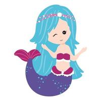 schattige zeemeermin met mooi haar. vector, cartoonstijl. vector