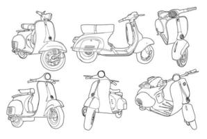 retro tekening motor scooter vintage achtergrond vector