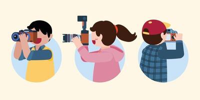 fotograaf en camera-apparatuur illustratie vector